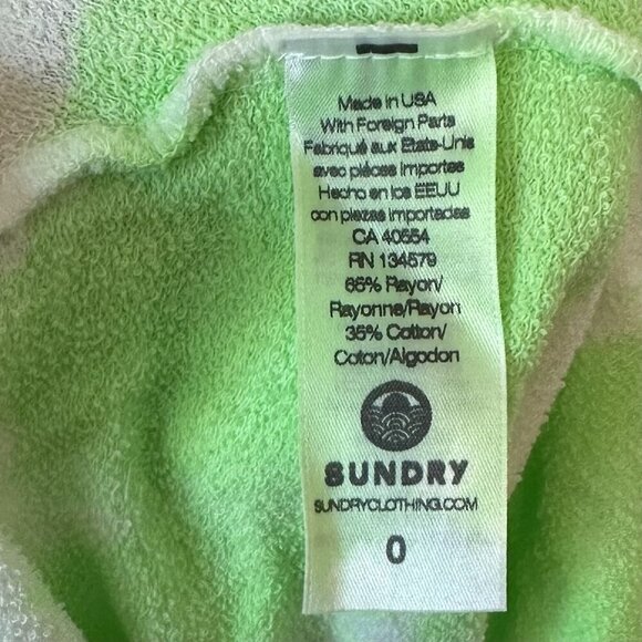 NWT Sundry Drawstring Waist Terry Sweat Shorts White Green Tie Dye - 0(XS) - Picture 5 of 9